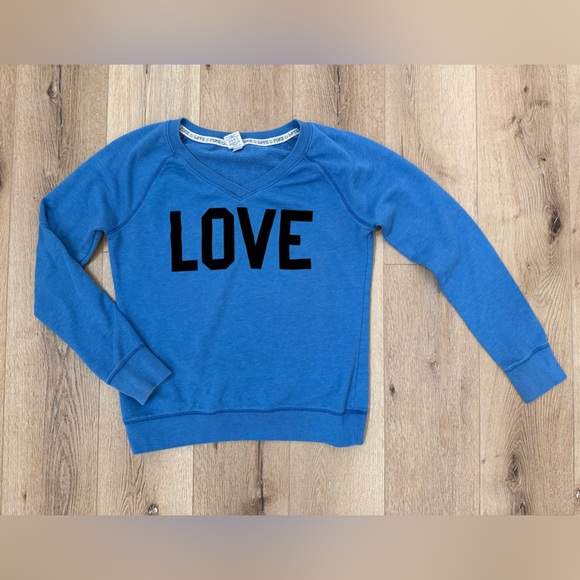 Victoria's Secret Sweaters - VS Pink Love Pink leopard logo blue Sweatshirt